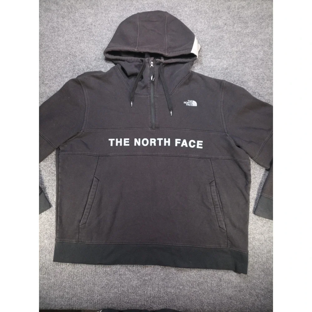 The North Face Hoodie Mens XL Black 1/4 Zip Fleece Lined Pullover Sweatshirt